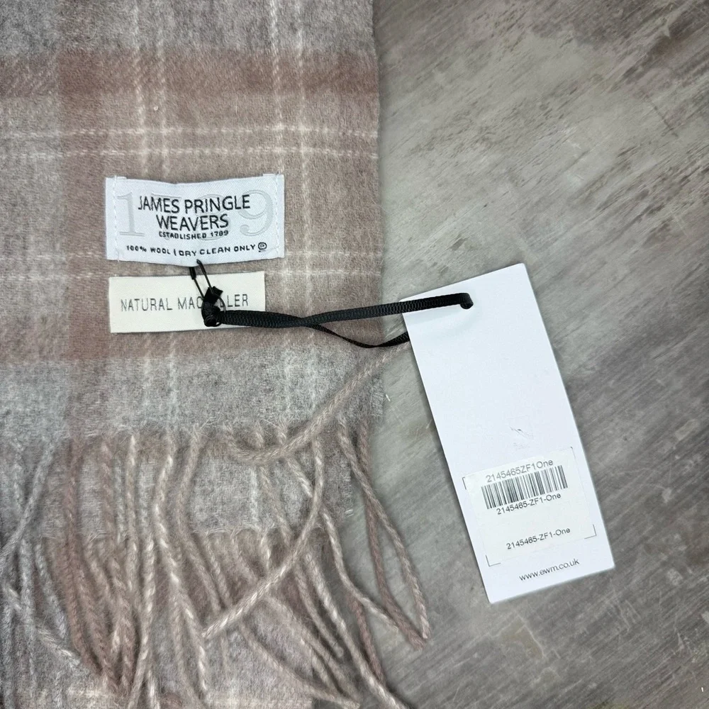 Pringle‎ Soft Pink and Gray Plaid Scarf